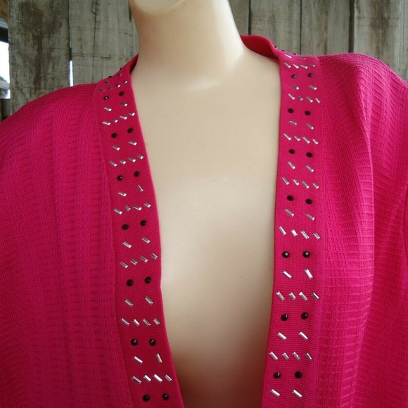 Nwt MING WANG Bright Rose Pink Rhinestones 3x